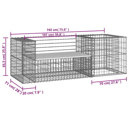 vidaXL Garden Bench with Gabion Basket Solid Wood Pine - Brown