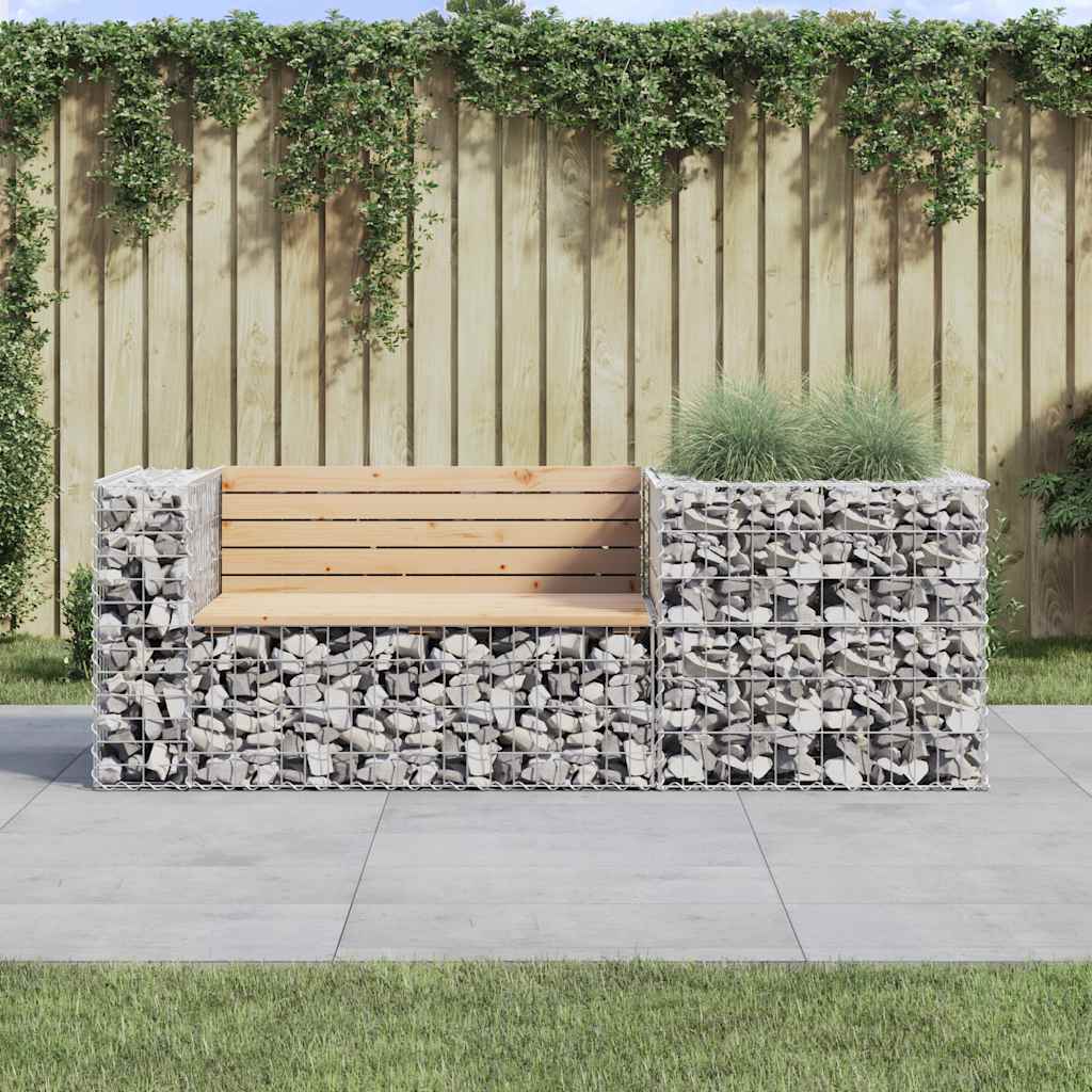 vidaXL Garden Bench with Gabion Basket Solid Wood Pine - Brown