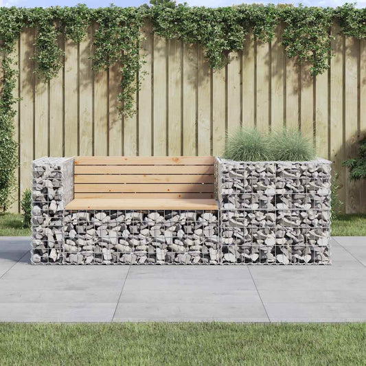 vidaXL Garden Bench with Gabion Basket Solid Wood Pine - Brown