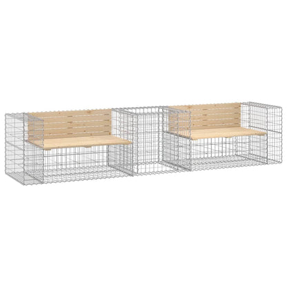 vidaXL Garden Bench with Gabion Basket Solid Wood Pine - Brown - 31408