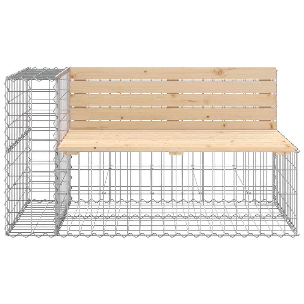 vidaXL Garden Bench with Gabion Basket Solid Wood Pine - Brown - 31408