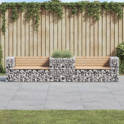 vidaXL Garden Bench with Gabion Basket Solid Wood Pine - Brown - 31408