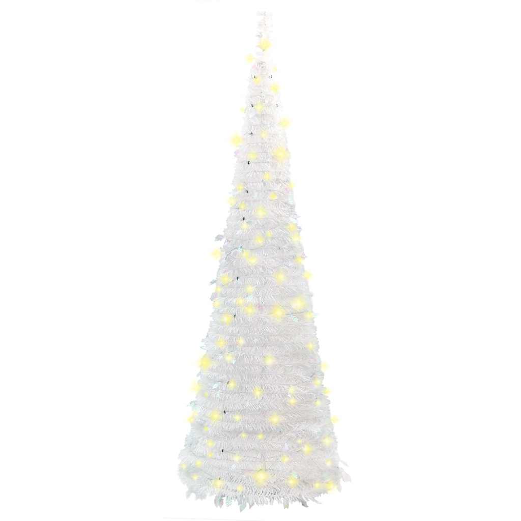 vidaXL Artificial Christmas Tree Pop-up 200 LEDs White 210 cm