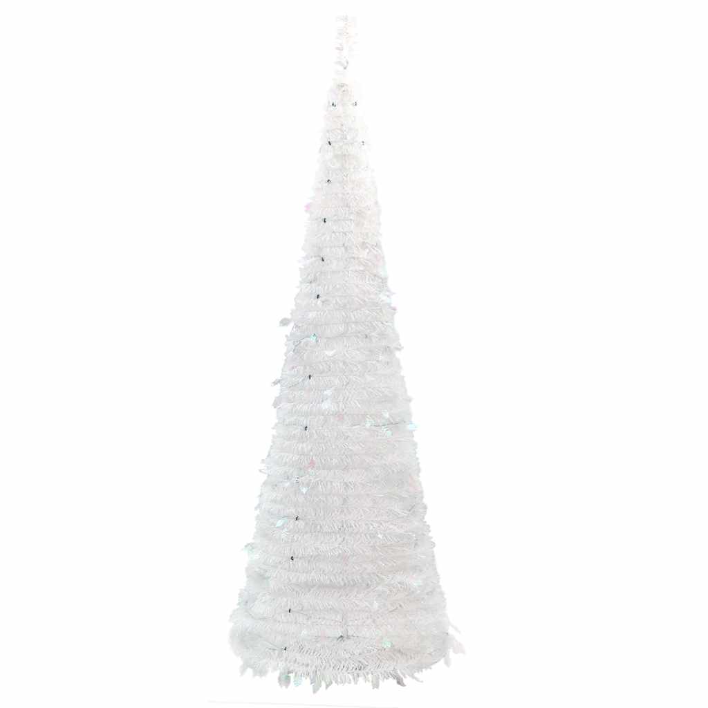 vidaXL Artificial Christmas Tree Pop-up 200 LEDs White 210 cm