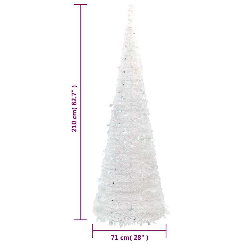 vidaXL Artificial Christmas Tree Pop-up 200 LEDs White 210 cm
