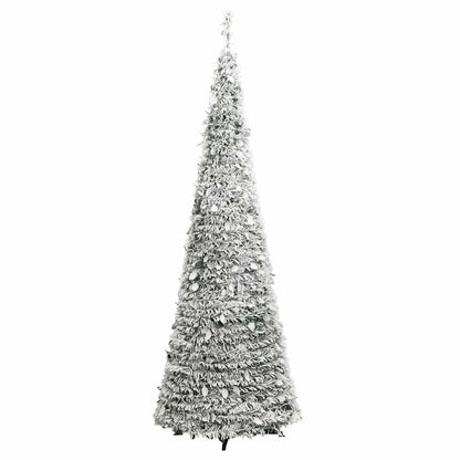 vidaXL Artificial Christmas Tree Pop-up Flocked Snow 100 LEDs 150 cm - White