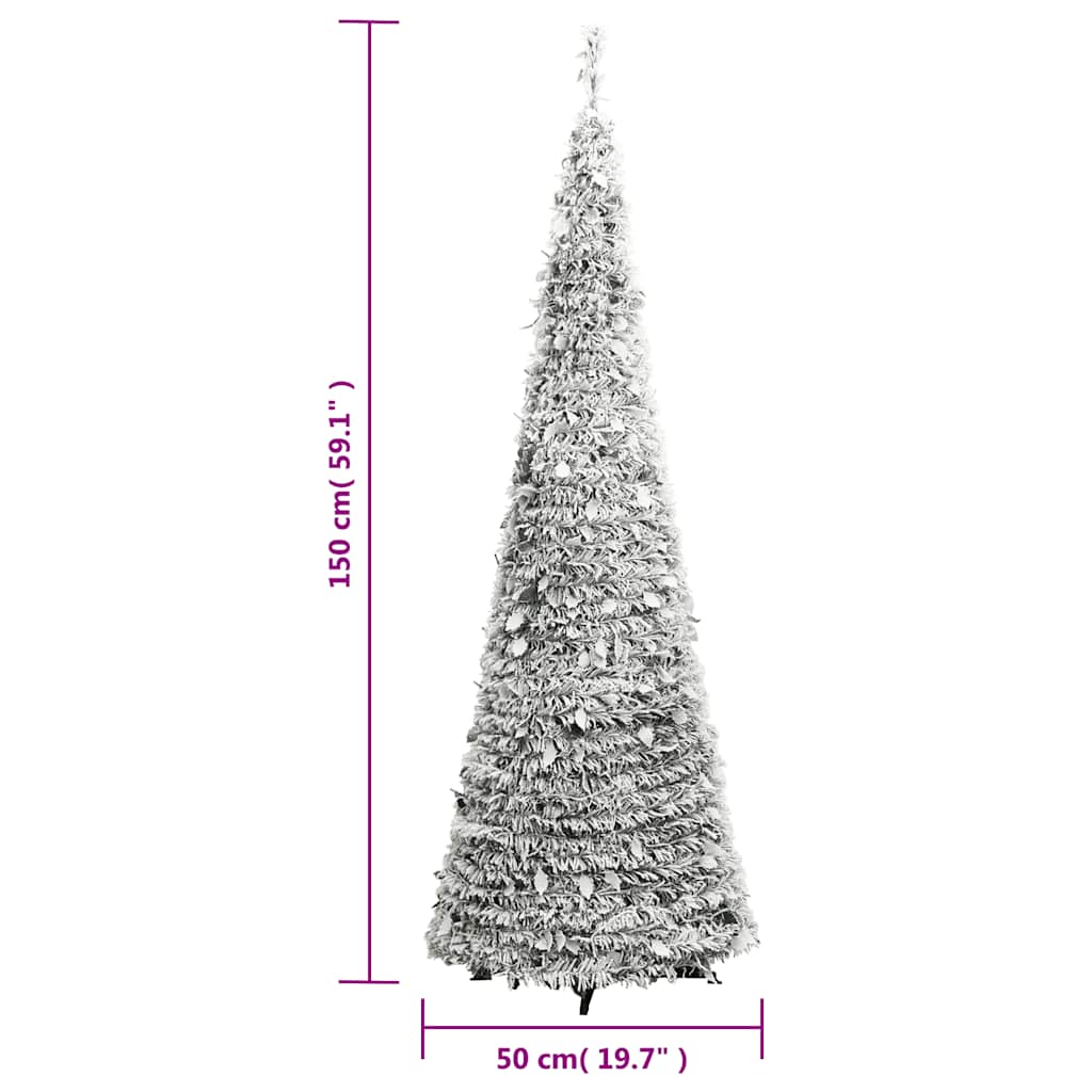 vidaXL Artificial Christmas Tree Pop-up Flocked Snow 100 LEDs 150 cm - White