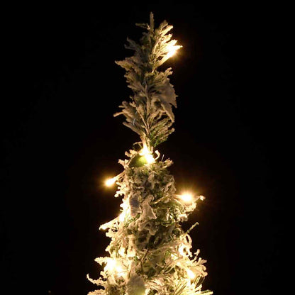 vidaXL Artificial Christmas Tree Pop-up Flocked Snow 150 LEDs 180 cm - White