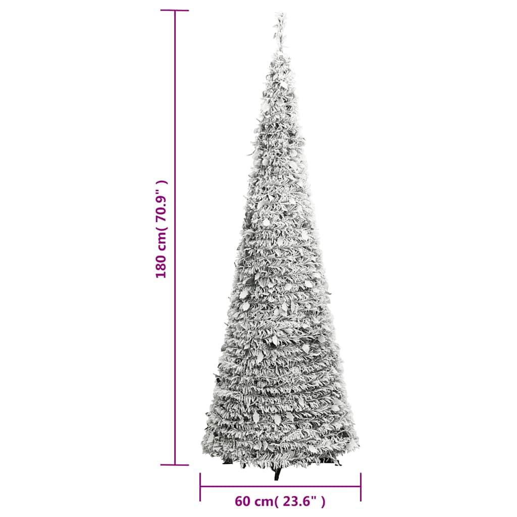 vidaXL Artificial Christmas Tree Pop-up Flocked Snow 150 LEDs 180 cm - White