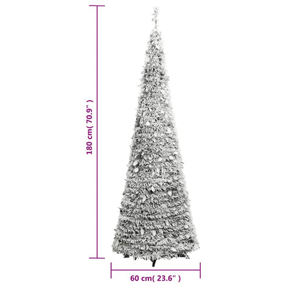 vidaXL Artificial Christmas Tree Pop-up Flocked Snow 150 LEDs 180 cm - White