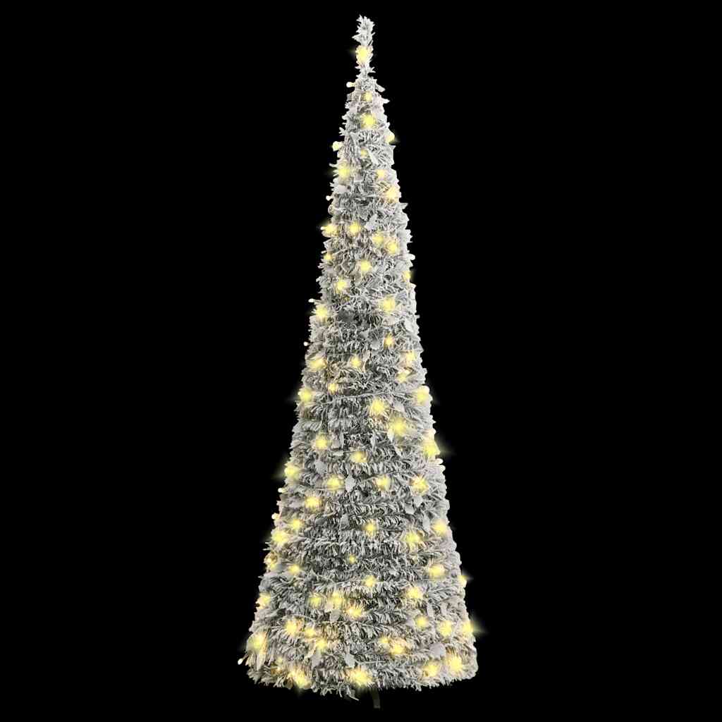 vidaXL Artificial Christmas Tree Pop-up Flocked Snow 200 LEDs 210 cm - White