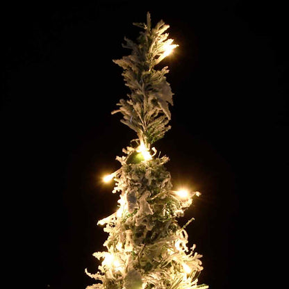 vidaXL Artificial Christmas Tree Pop-up Flocked Snow 200 LEDs 210 cm - White