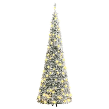vidaXL Artificial Christmas Tree Pop-up Flocked Snow 200 LEDs 210 cm - White