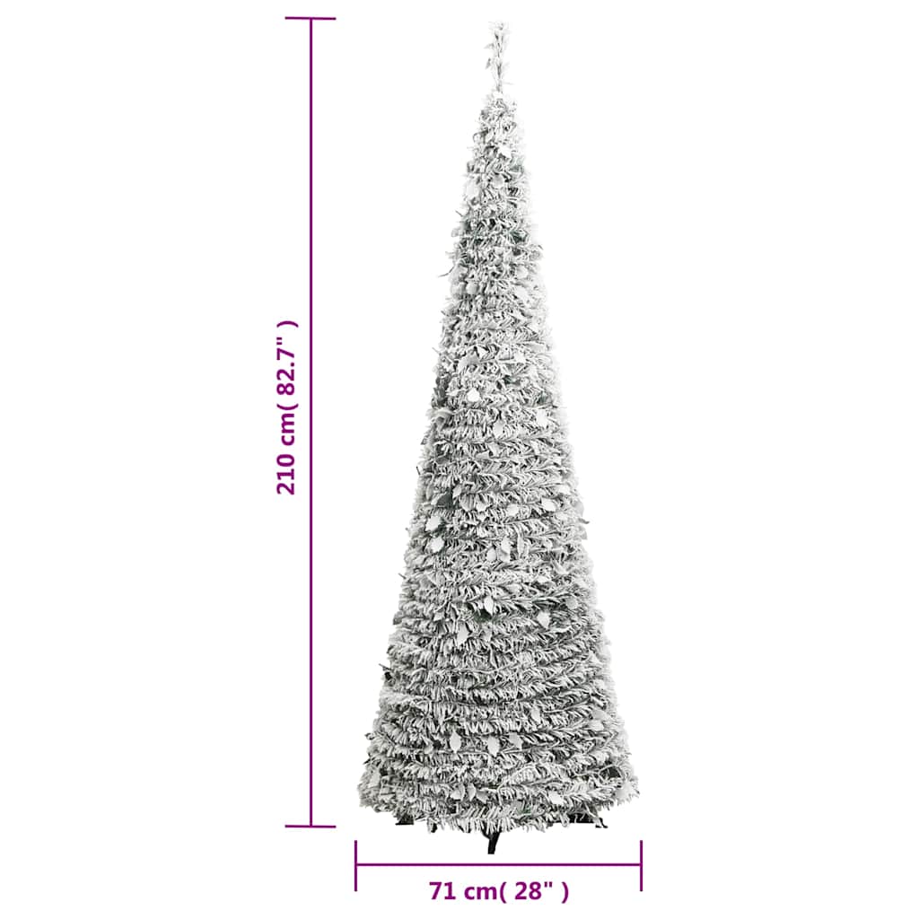 vidaXL Artificial Christmas Tree Pop-up Flocked Snow 200 LEDs 210 cm - White