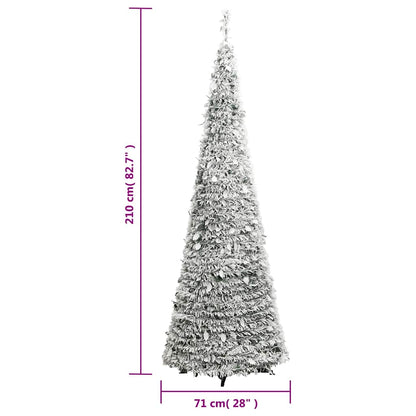 vidaXL Artificial Christmas Tree Pop-up Flocked Snow 200 LEDs 210 cm - White