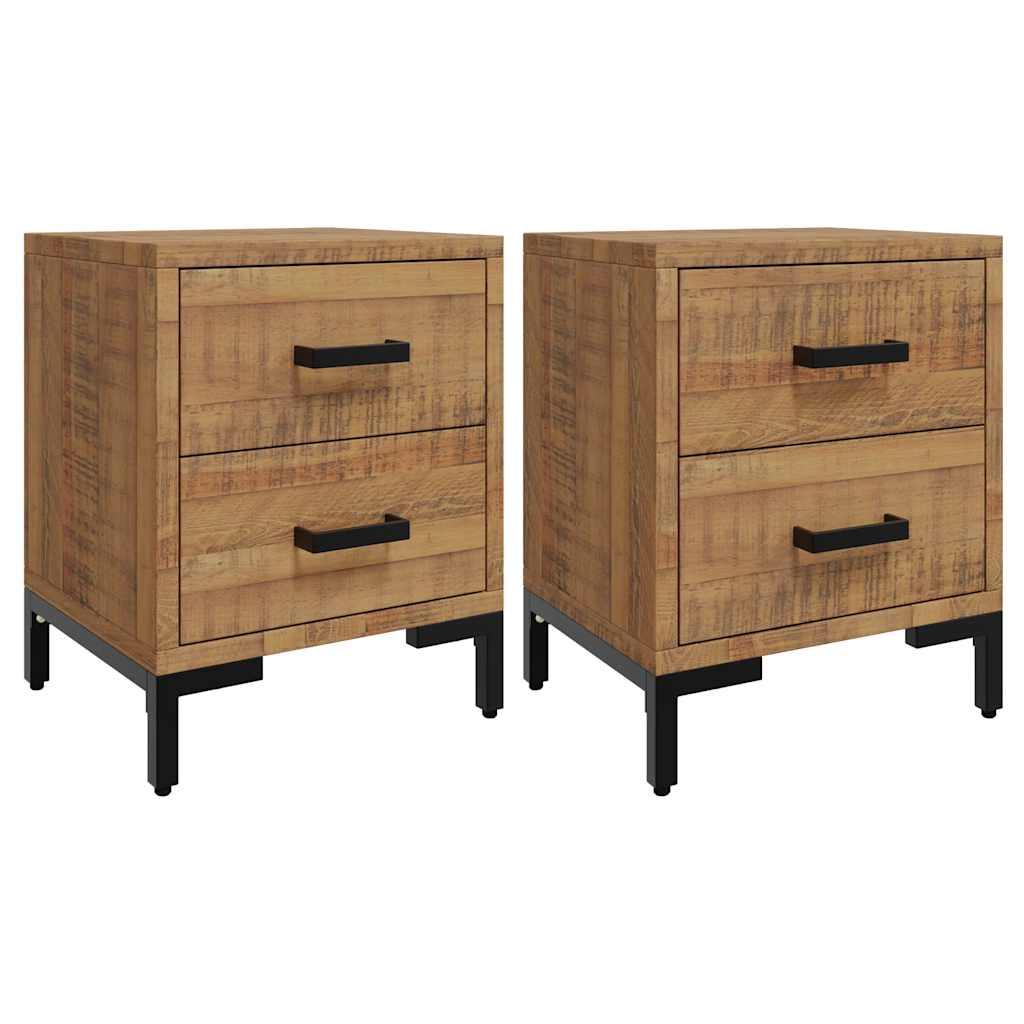 vidaXL Bedside Cabinets 2 pcs 36x30x45 cm Solid Wood Pine - Brown
