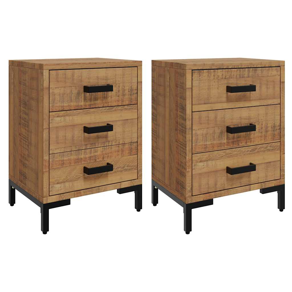 vidaXL Bedside Cabinets 2 pcs 40x30x55 cm Solid Wood Pine - Brown