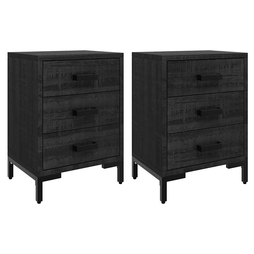vidaXL Bedside Cabinets 2 pcs Black 40x30x55 cm Solid Wood Pine