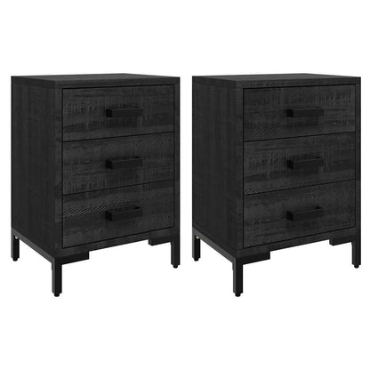 vidaXL Bedside Cabinets 2 pcs Black 40x30x55 cm Solid Wood Pine