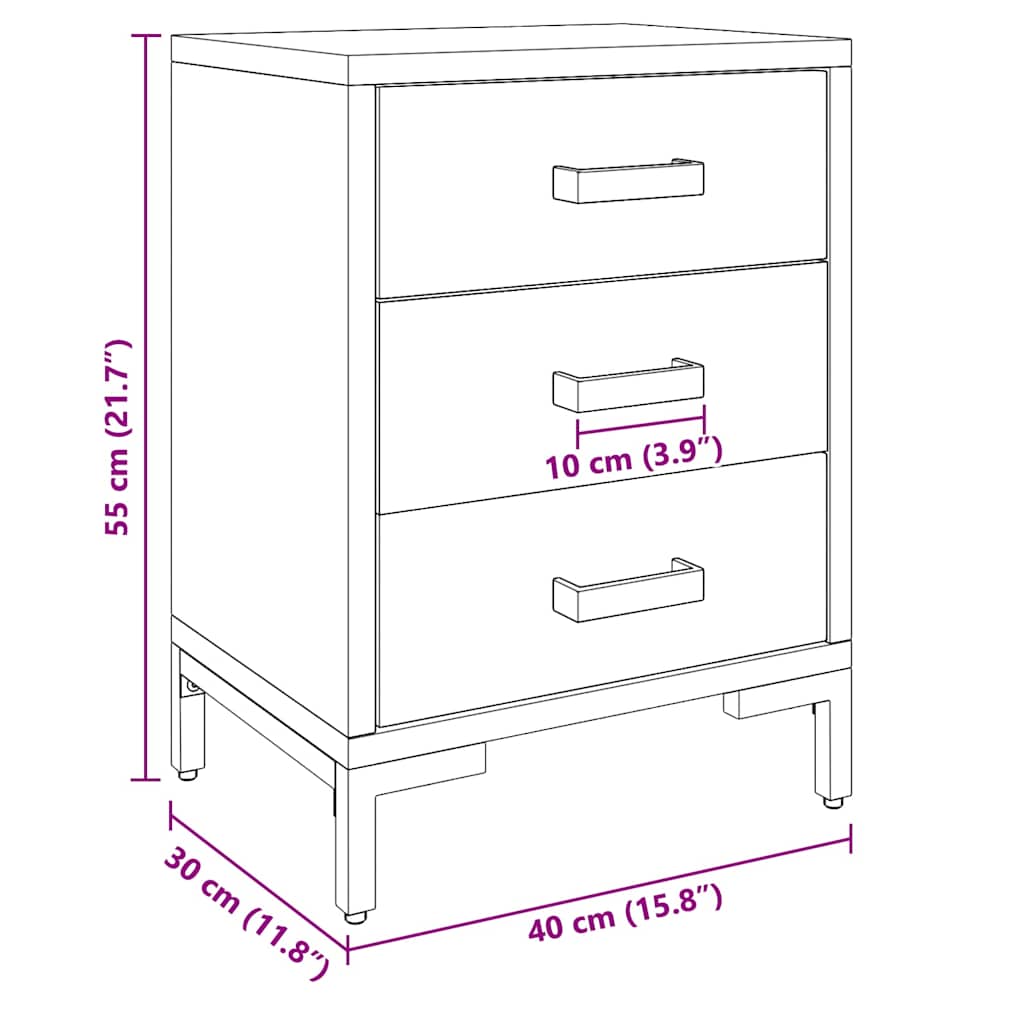 vidaXL Bedside Cabinets 2 pcs Black 40x30x55 cm Solid Wood Pine