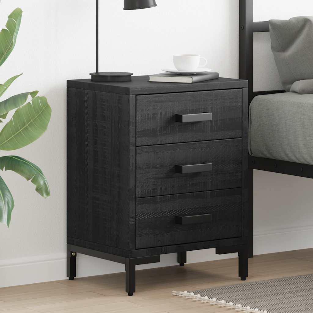 vidaXL Bedside Cabinets 2 pcs Black 40x30x55 cm Solid Wood Pine