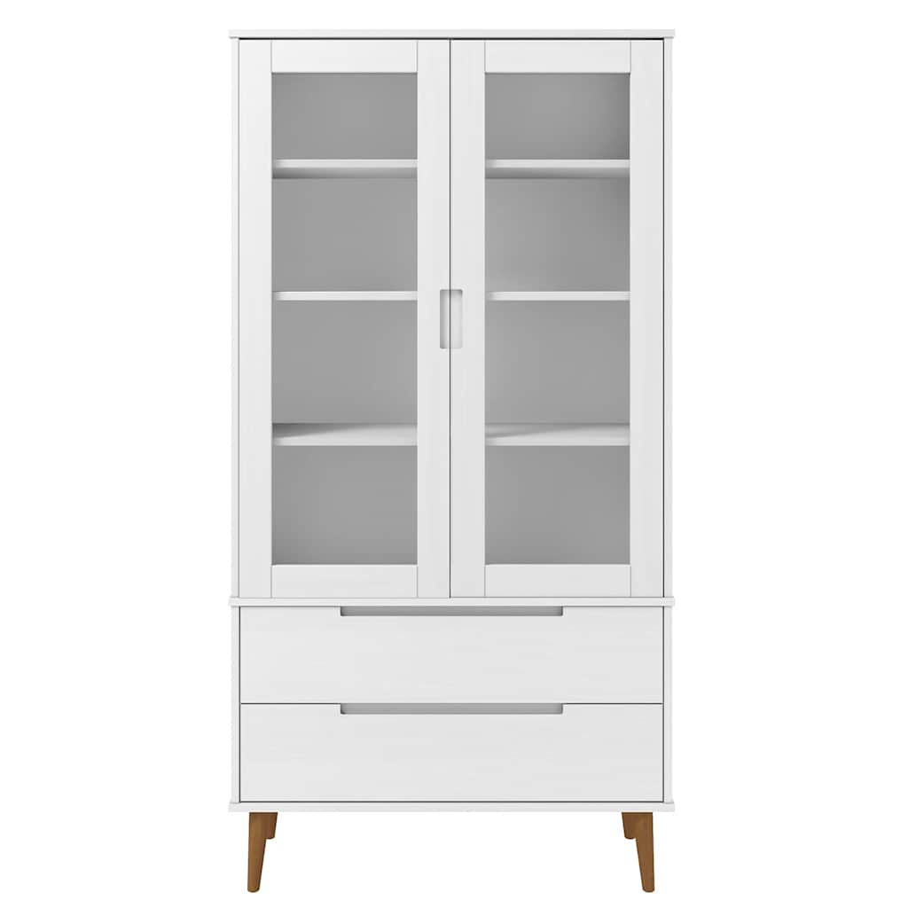 vidaXL Vitrine Cabinet MOLDE White 90x35x175 cm Solid Wood Pine