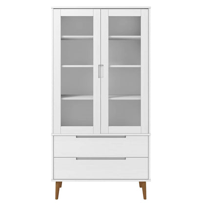 vidaXL Vitrine Cabinet MOLDE White 90x35x175 cm Solid Wood Pine