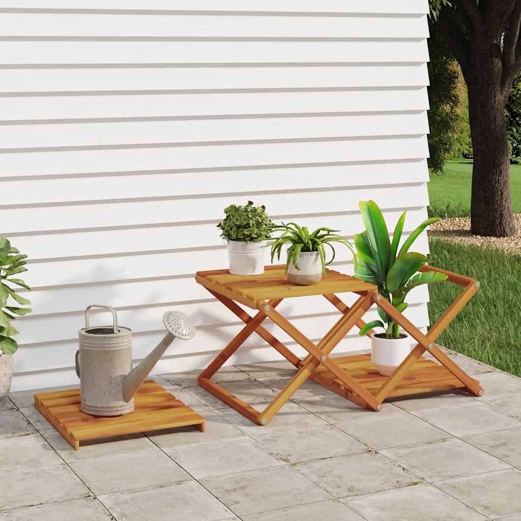 vidaXL 3-Tier Folding Shelf Brown 43x31x63 cm Solid Wood Acacia