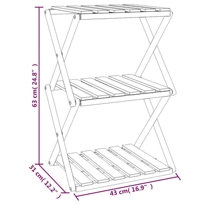 vidaXL 3-Tier Folding Shelf Brown 43x31x63 cm Solid Wood Acacia