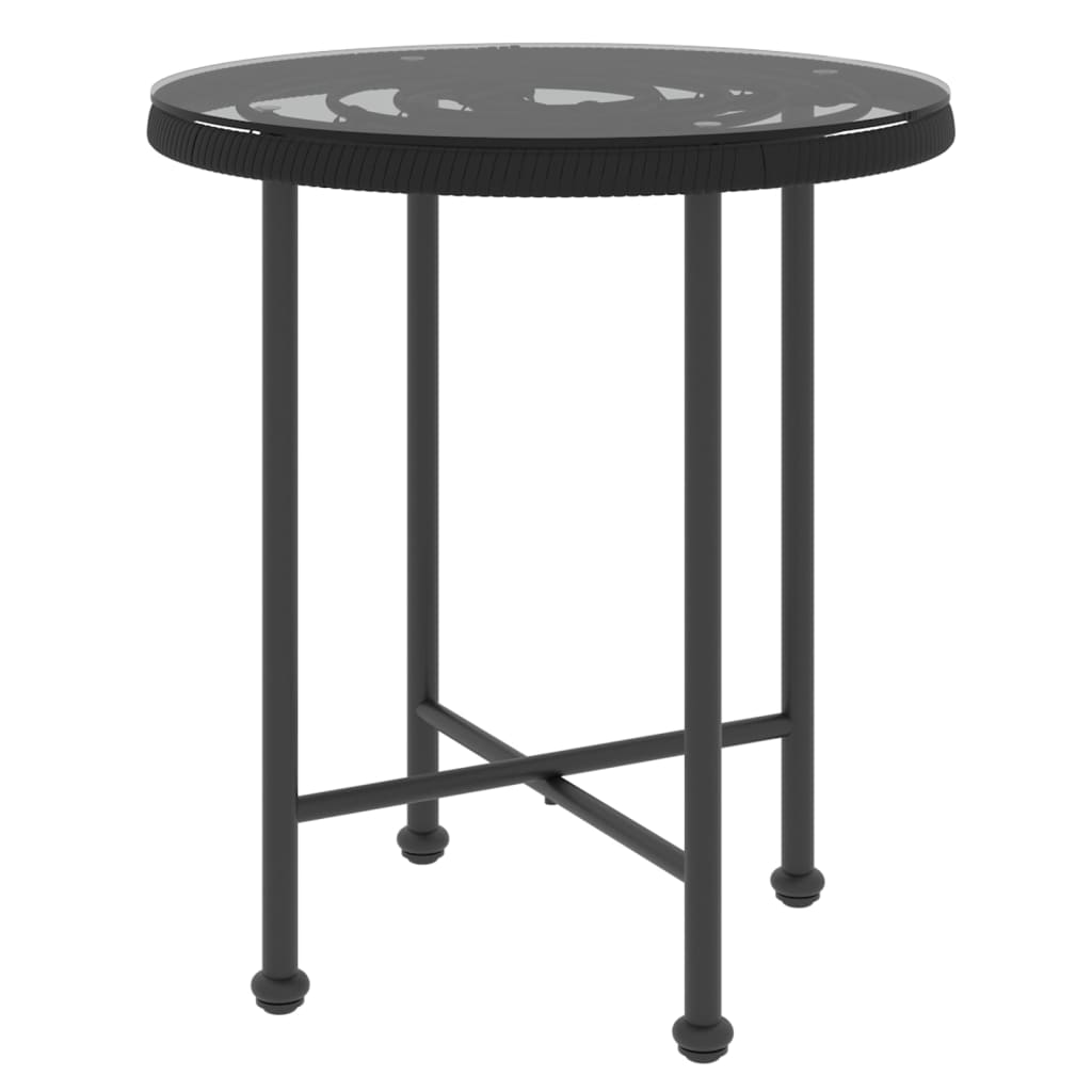 vidaXL Dining Table Black Ø50 cm Tempered Glass and Steel - Ø 50 x 55 cm