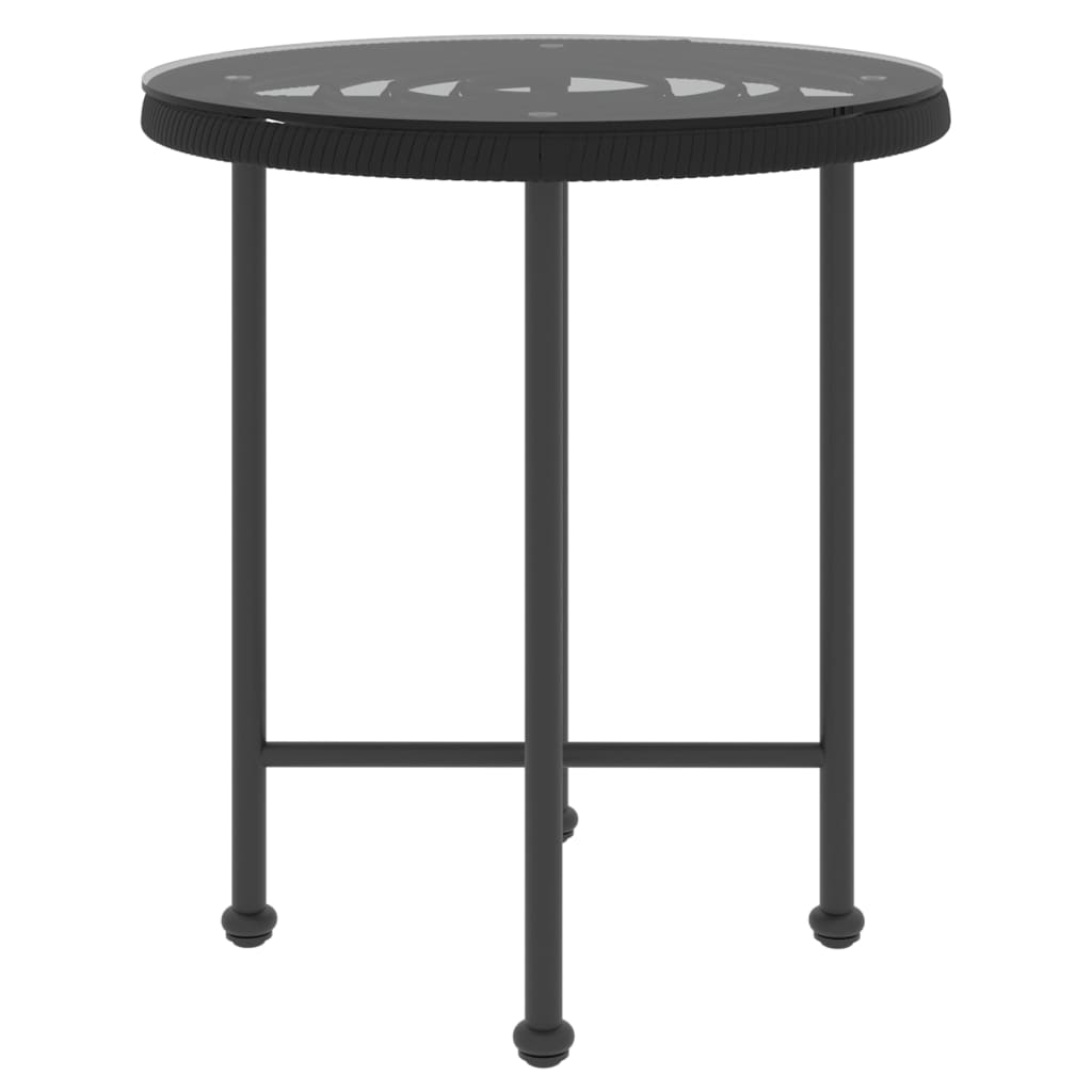 vidaXL Dining Table Black Ø50 cm Tempered Glass and Steel - Ø 50 x 55 cm