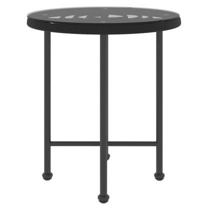 vidaXL Dining Table Black Ø50 cm Tempered Glass and Steel - Ø 50 x 55 cm