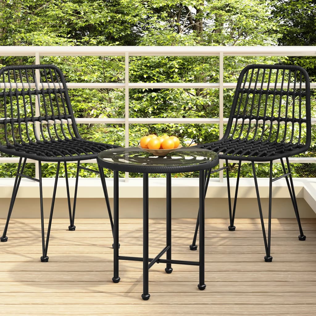 vidaXL Dining Table Black Ø50 cm Tempered Glass and Steel - Ø 50 x 55 cm