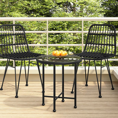 vidaXL Dining Table Black Ø50 cm Tempered Glass and Steel - Ø 50 x 55 cm
