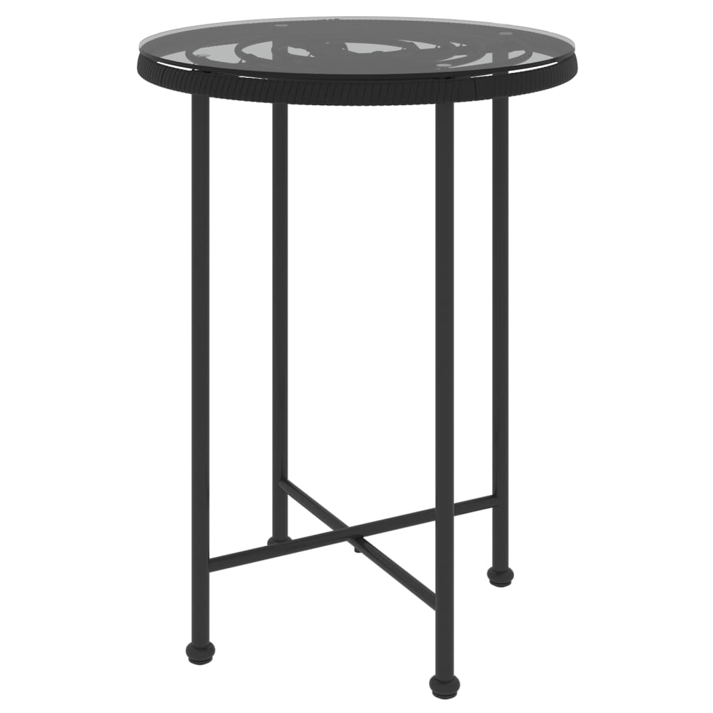 vidaXL Dining Table Black Ø55 cm Tempered Glass and Steel - Ø 55 x 74 cm