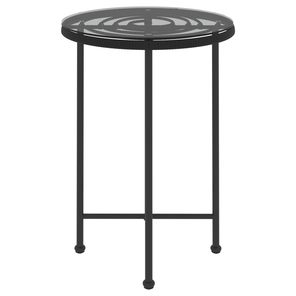 vidaXL Dining Table Black Ø55 cm Tempered Glass and Steel - Ø 55 x 74 cm