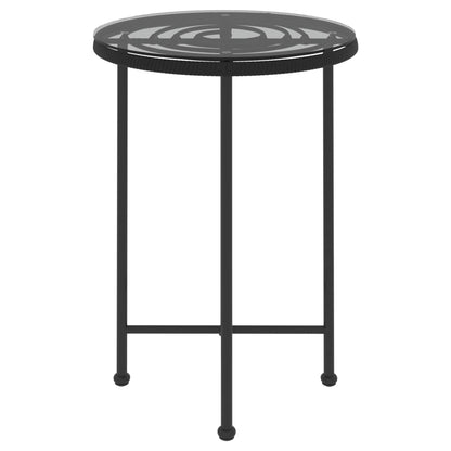 vidaXL Dining Table Black Ø55 cm Tempered Glass and Steel - Ø 55 x 74 cm