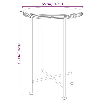 vidaXL Dining Table Black Ø55 cm Tempered Glass and Steel - Ø 55 x 74 cm