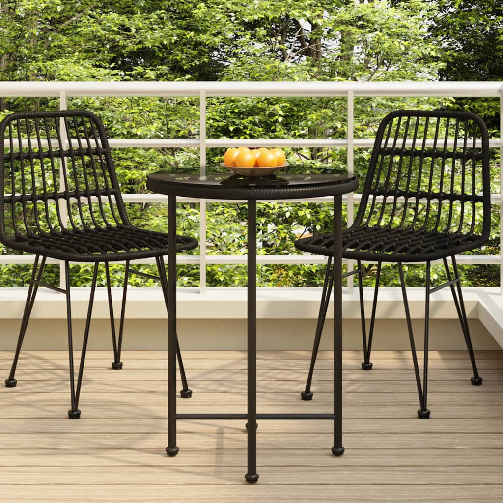 vidaXL Dining Table Black Ø55 cm Tempered Glass and Steel - Ø 55 x 74 cm
