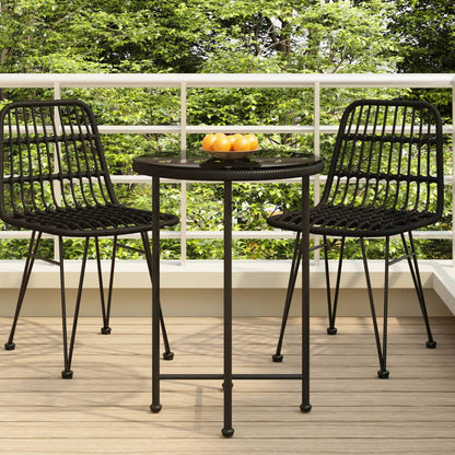 vidaXL Dining Table Black Ø55 cm Tempered Glass and Steel - Ø 55 x 74 cm