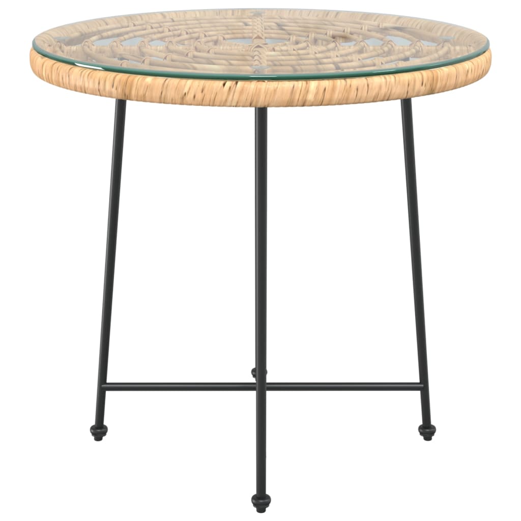 vidaXL Dining Table Ø80 cm Tempered Glass and Steel - Brown - Ø 80 x 74 cm
