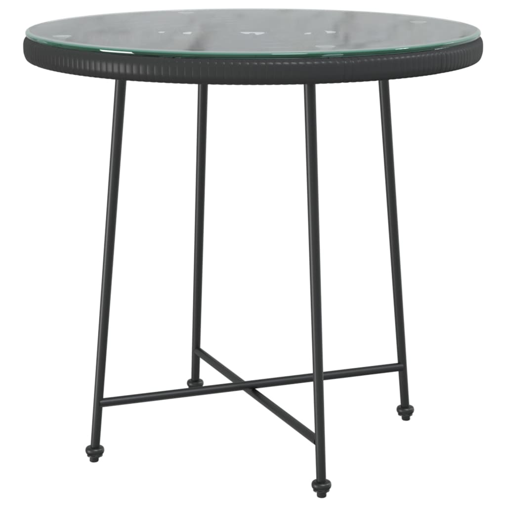 vidaXL Dining Table Black Ø80 cm Tempered Glass and Steel - Ø 80 x 74 cm