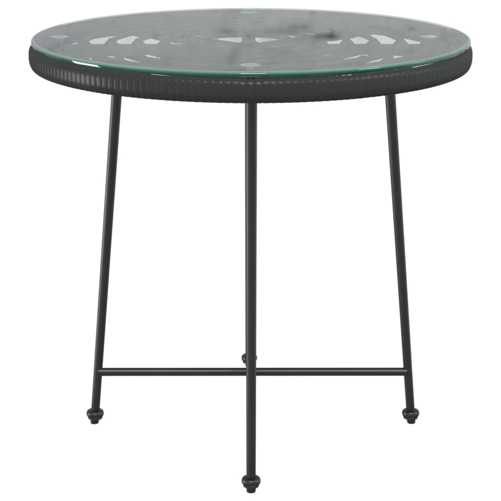 vidaXL Dining Table Black Ø80 cm Tempered Glass and Steel - Ø 80 x 74 cm