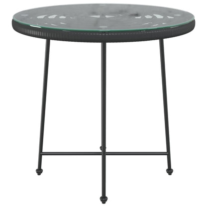 vidaXL Dining Table Black Ø80 cm Tempered Glass and Steel - Ø 80 x 74 cm