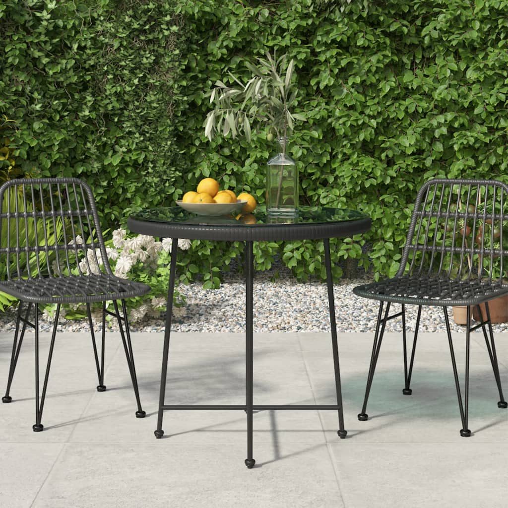 vidaXL Dining Table Black Ø80 cm Tempered Glass and Steel - Ø 80 x 74 cm