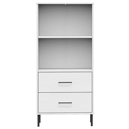 vidaXL Bookcase with 2 Drawers White 60x35x128.5 cm Solid Wood OSLO