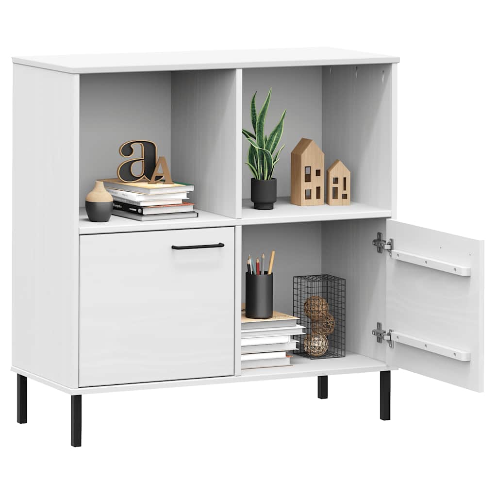 vidaXL Bookcase with Metal Legs White 90x35x90.5 cm Solid Wood OSLO