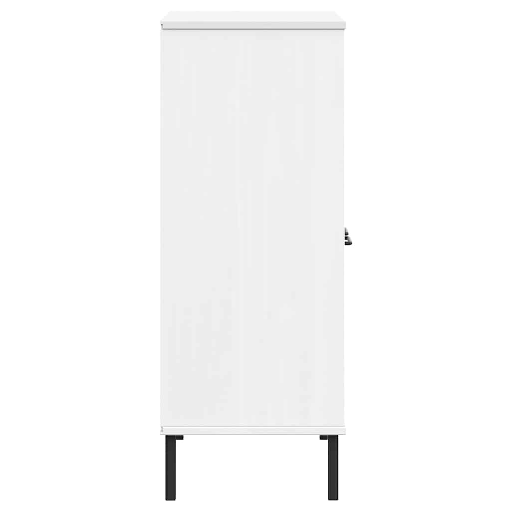 vidaXL Bookcase with Metal Legs White 90x35x90.5 cm Solid Wood OSLO