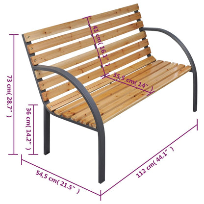 vidaXL Garden Bench 112 cm Solid Wood Fir - Brown