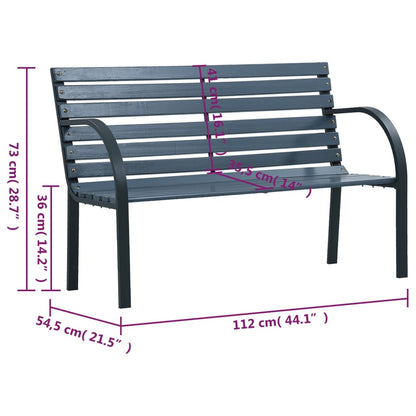vidaXL Garden Bench Grey 112 cm Solid Wood Fir